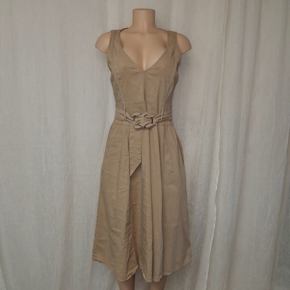 Theory Dresses & Skirts - Theory Tan Belted Midi Dress Women Suze 10